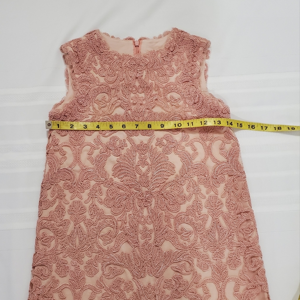 TADASHI SHOJI Girls Honeysuckle Corded Lace Dress Dusty Pink - Picture 3 of 10